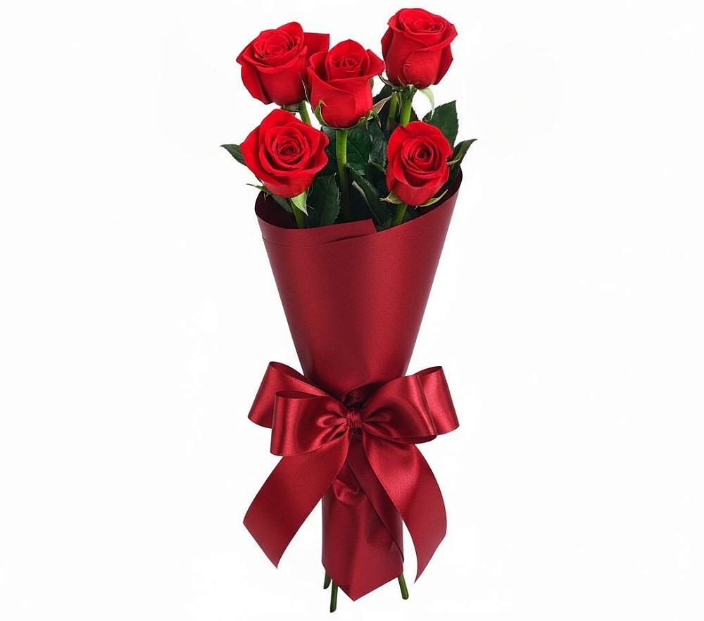 Букет 5 Красных роз Эдлесс Лав в Савельево
