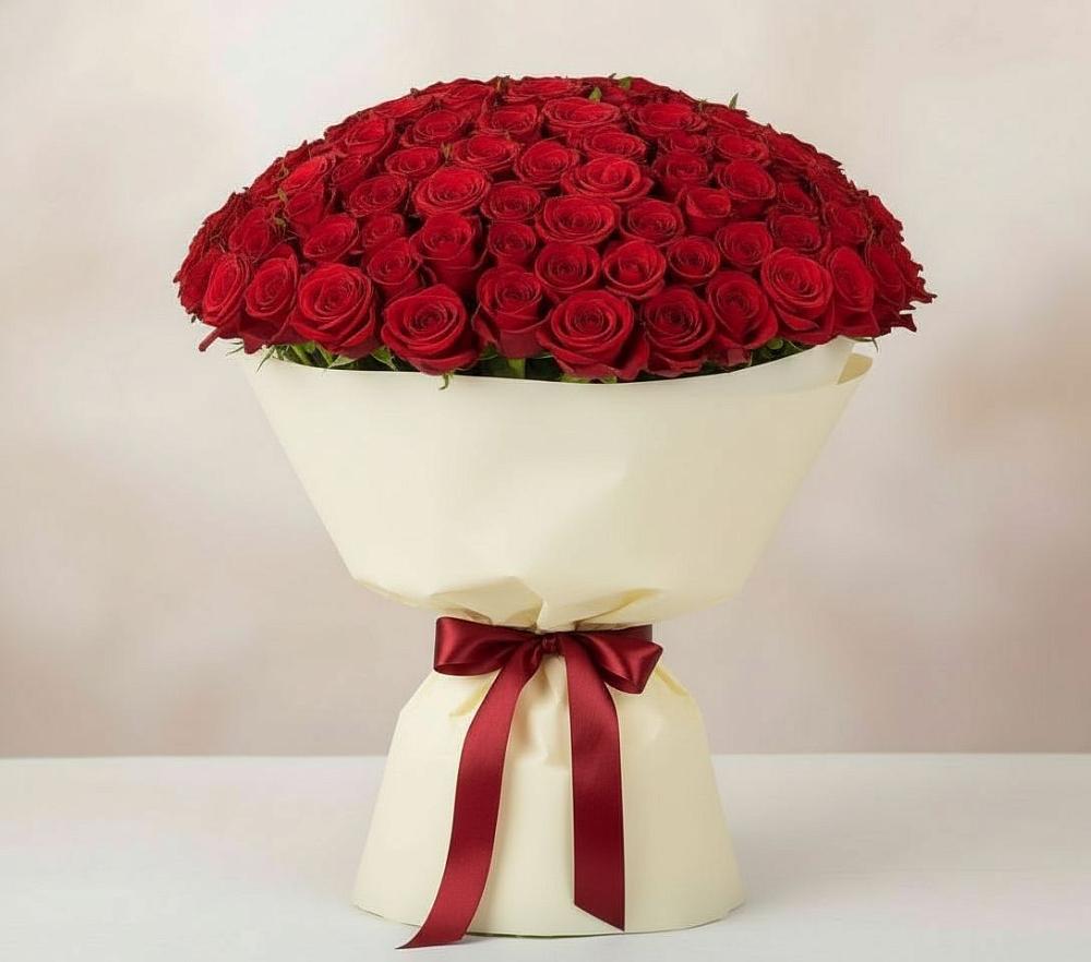 Букет 101 Красная роза Милано в Савельево