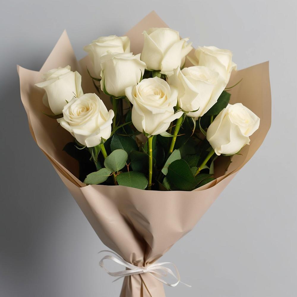 Букет 9 Белых роз Эдлесс Лав в Савельево