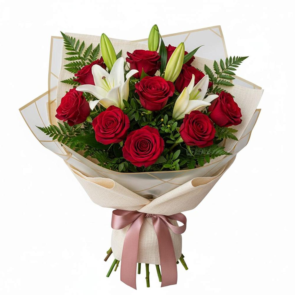 Букет цветов из: Лилии и Розы в Савельево