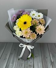 Букет цветов из:  Розы, Герберы и Хризантемы в Савельево