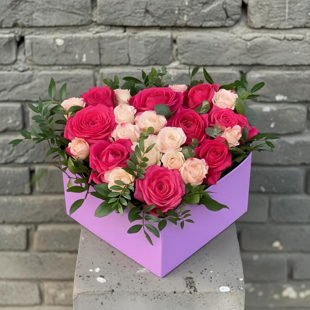 Цветочная композиция из Розы в коробке в Савельево
