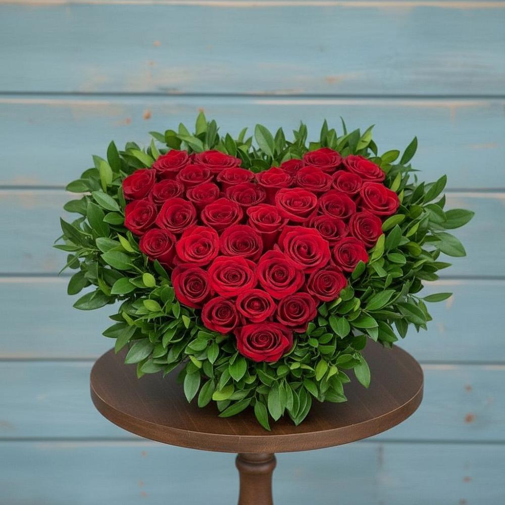 Цветочная композиция из Розы в виде сердца в Савельево