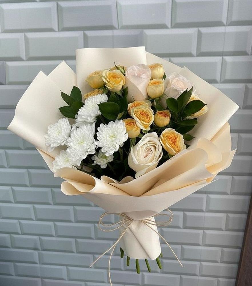 Букет цветов из: Розы и Хризантемы в Савельево