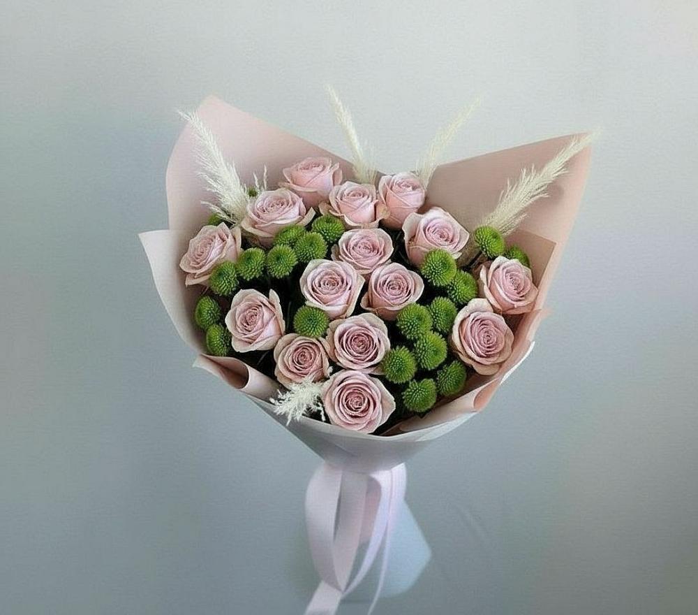 Букет цветов из: Розы и Хризантемы в Савельево