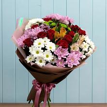 Букет цветов из:  Розы, Хризантемы и Альстромерии в Савельево