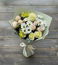 Букет цветов из:  Альстромерии, Розы и Хризантемы в Савельево