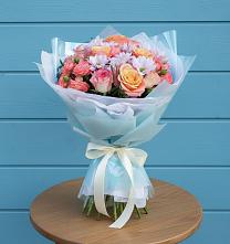 Букет цветов из:  Хризантемы и Розы в Савельево